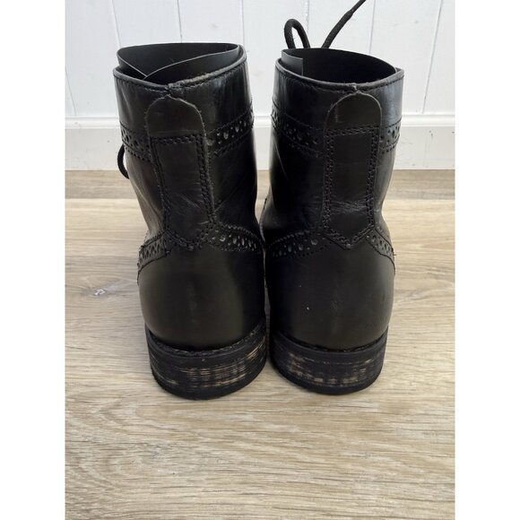 Studio Ink Cowboy Wing Tip Men's Black Leather Ankle Boots Size 9 Brogue - Picture 6 of 12